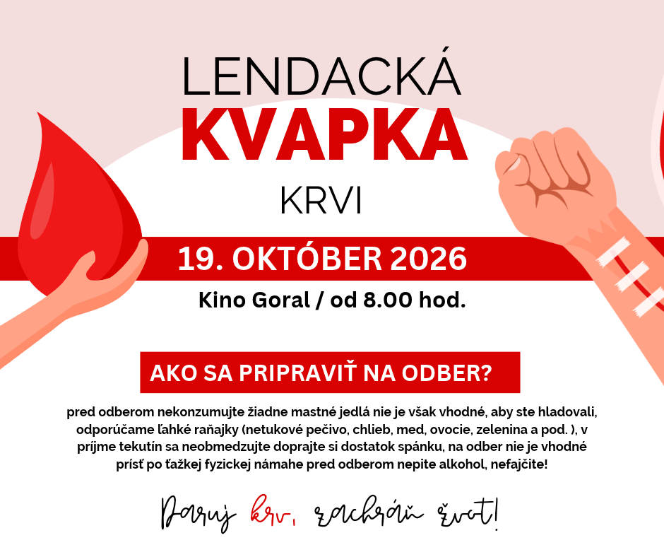 Lendacká kvapka krvi 19. októbra 2026 v Kine Goral